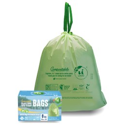 UNNI Compostable Drawstring Bags, 6-8 Gallon, 23-30 Liter, 45 Count, Heavy Duty 1 Mil, Medium Food Scrap Waste Bags, ASTM D6400, US BPI, CMA & Europe OK compost Certified, San Francisco