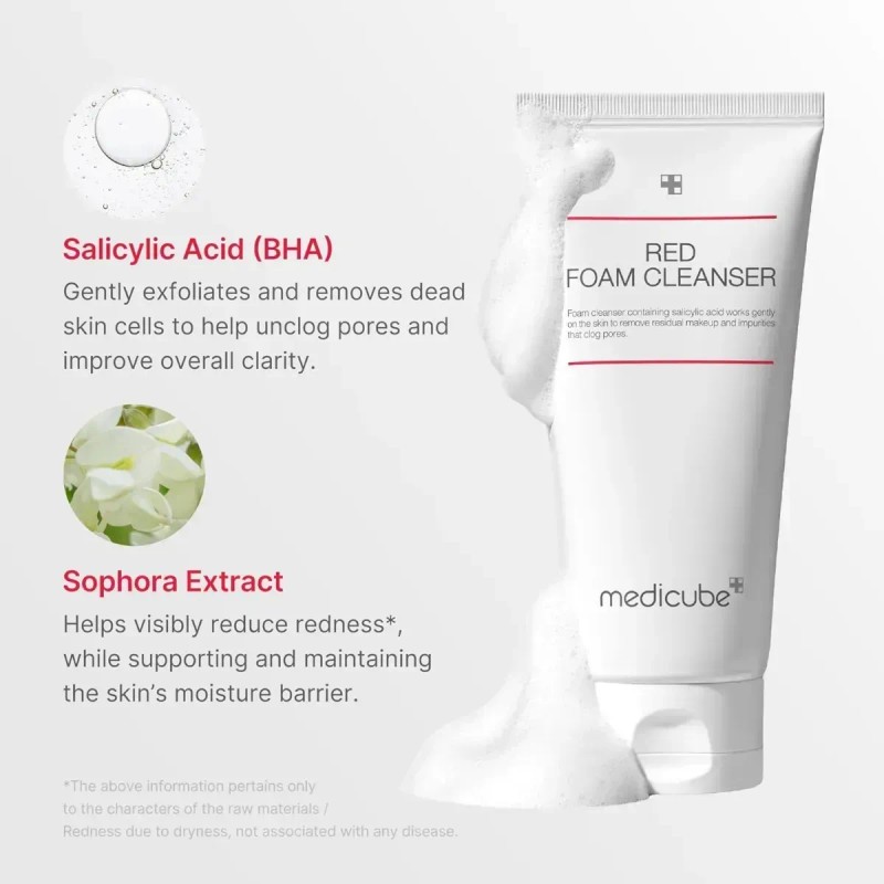 Limpiador De Espuma Roja Medicube, Limpia En Profundidad
