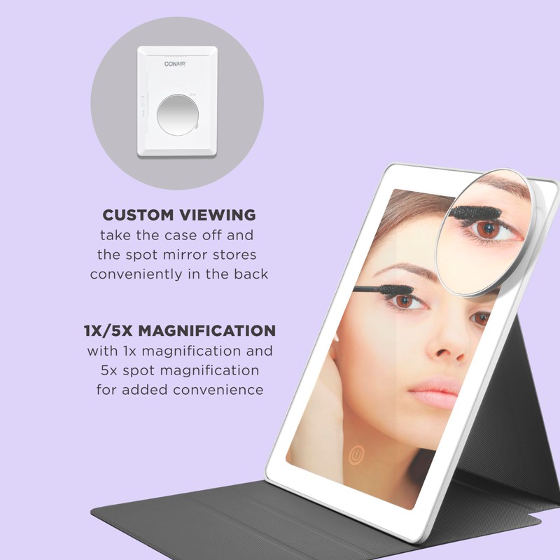 Conair Lighted Makeup Mirror, LED Vanity Mirror, 1X/5X Magnifying Mirror,