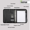 Arpan A4 Conference Folder with Handle Ringbinder Folio with Zipper