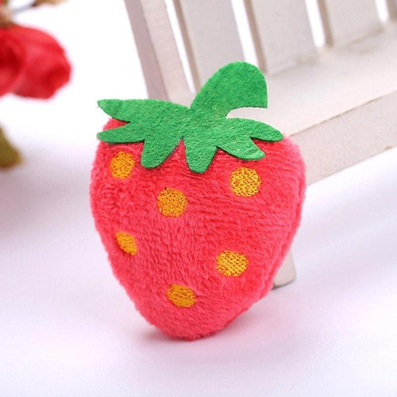 Jowxsx Strawberry Teeth Grinding Catnip Toys Funny Interactive Fruit Plush