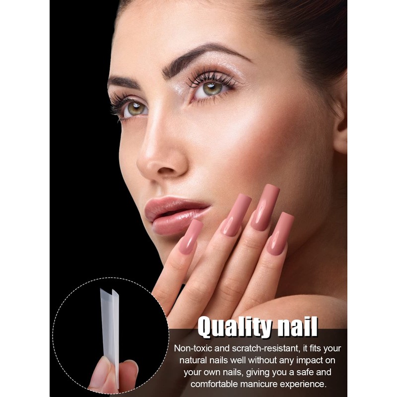 EBANKU Pack of 500 Clear False Nails Tips, Extra Long
