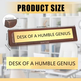 RattanView Desk of a Humble Genius Desk Sign Table Sign for Office Solid Pine Wooden Plaque Funny Office Decor Gift for Women Men Coworker 9.84 x 1.02 x 1.97 Inch Accessory