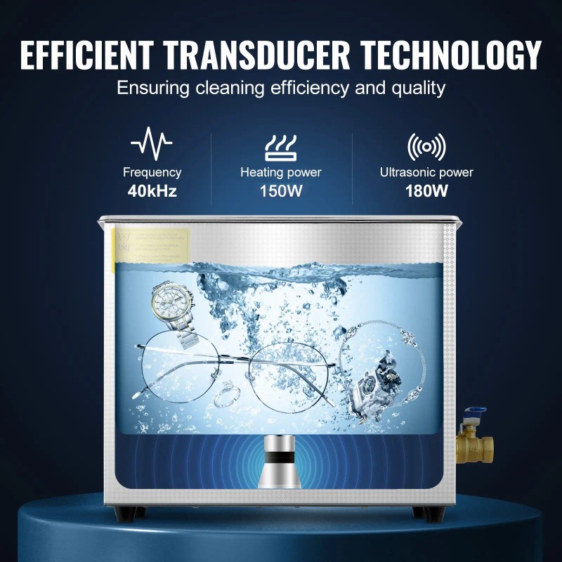 6L Commercial Ultrasonic Cleaner 40kHz Digital Timer Heater Stainless Steel