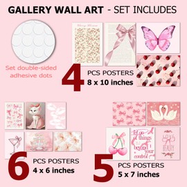 TRAMIN Coquette Room Decor - Aesthetic Pictures for Teen Girls' Bedroom, Pink Posters for Wall Decor, Stuff for Pink Room (UNFRAMED)