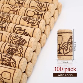 Qunclay 300 Pcs Natural Wood Wine Corks, Cork Stoppers for Wine Bottles, DIY Craft Projects, Homemade Bottling Leak-Resistant Bottle Closures (0.87" X 1.73",Straight)