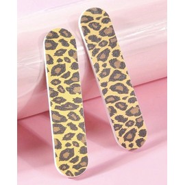 5 Dual-Sided Durable Portable Mini Nail Files, Suitable for Natural and Artificial Nails, Compact Colorful Design for Manicure & Pedicure, Leopard Pattern