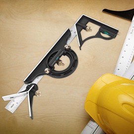 Stainless Steel Combination Tri-Square Protractor Measuring Tool 0-180° for Wood Construction