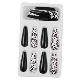 FOMIYES Pcs Black Coffin Armor Nails Long Fake Nails Women's Unique Design Party Accessory