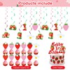 Strawberry Berry1st Birthday Photo Banner,Cupcake toppers,Hanging Swirls for Newborn to