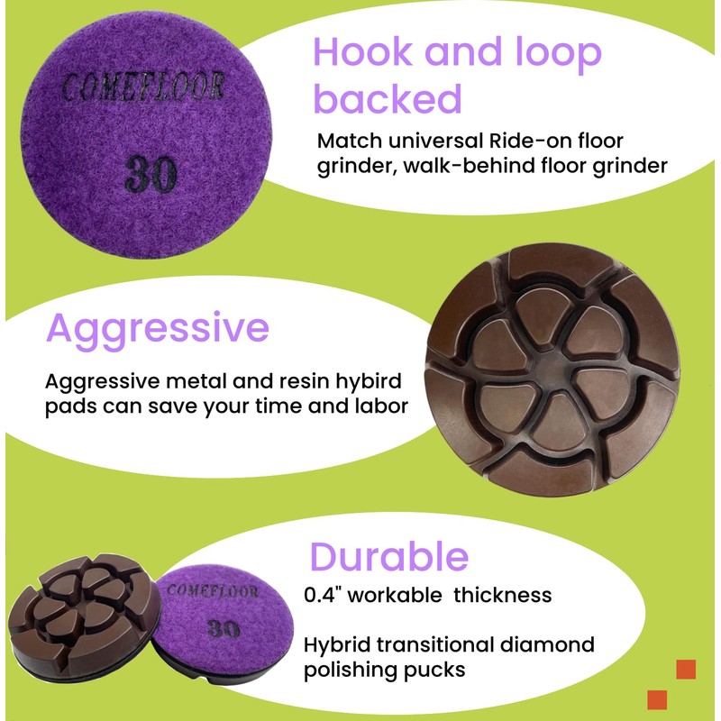 3 Inch Hybrid Diamond Polishing Pucks for Concrete Terrazzo Floor,