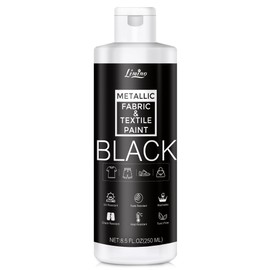 Black Fabric Paint - 250ml Textile Paint Permanent for Textile and Leather Clothes, Fabric Coat Paint for DIY Fabric Dye Projects, Washable Clothing Paints for T-shirts, Jeans, Canvas Shoes, Sofa