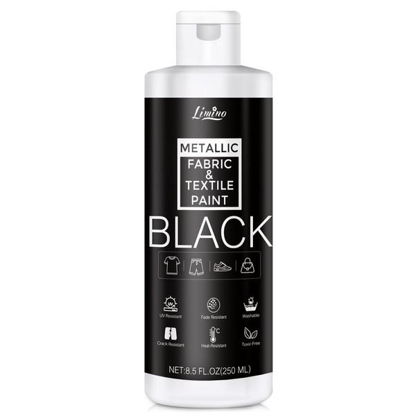 Black Fabric Paint - 250ml Textile Paint Permanent for Textile