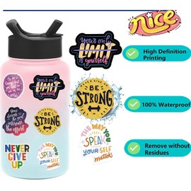 PUGAILA 50 PCS Self-Affirmation Motivational Stickers, Inspirational Quote Decals for Water Bottles Laptop Scrapbook, Positive Note Aesthetic Stickers for Teens Adults Students (50 Purple)