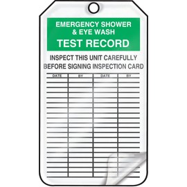 Accuform MGT207LTP HS-Laminate Inspection & Status Record Tag, Legend "Emergency Shower & Eye", 5.75" Length x 3.25" Width x 0.024" Thickness, Green/Black on White (Pack of 25)