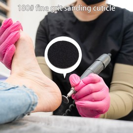 Difenni Sanding Paper Discs with Metal Nail Drill Bit Pedicure Sanding Disc 100pcs Sandpaper Discs 25mm Foot File Sandpaper Discs #180 Grits for Manicure Pedicure(Black)