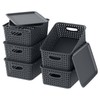Xyskin Plastic Storage Baskets with Lids, Set of 6 Small
