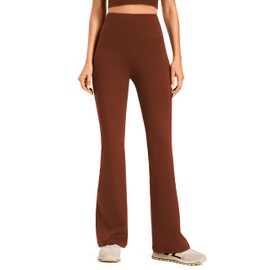 AFITNE Women's Yoga Pants Bootcut Workout Flare Leggings with Pockets High Waisted Bootleg Gym Travel Pants Mahogany - S