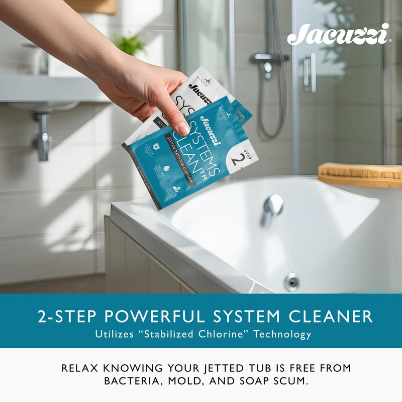 Jacuzzi Systems Cleaner – 2-Step Jetted Bathtub Cleaning Solution, 5-Pack