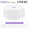 Teruntrue 4 Packs 120 Inches Round Tablecloths White Polyester Round