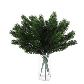 Suandsu 4 Bouquet Artificial Pine Branches Fake Green Plants Pine Needles for Garland Wreath Christmas and Home Garden Decor 14.2'' High
