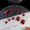 24Pcs Wine Red Press on Toenails for Women Summer Short