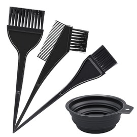 Hair Coloring Dyeing Kit, 4 PCS Hair Dye Brushes Tools Color Mixing Bowl and Brush for DIY Home Salon (Black)