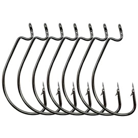 50pcs Wide Gap Offset Worm Hooks for Bass Fishing Hooks High Carbon Steel Black Fishing Worm Hooks Size 2# 1# 1/0# 2/0# 3/0# 4/0# 5/0# (1#-50pcs)