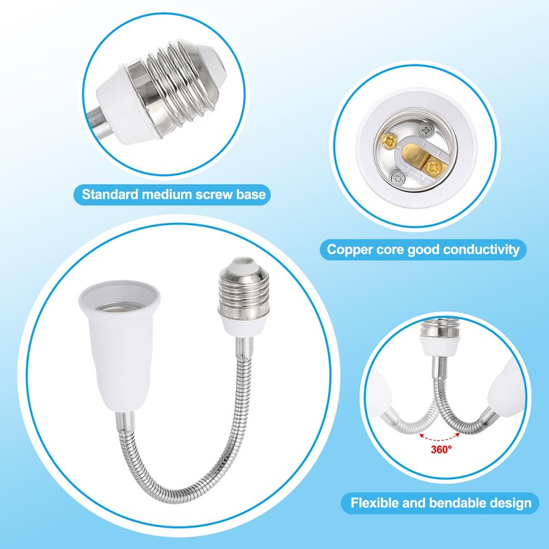 PATIKIL 19.7 Inch E26/E27 Light Socket Extender, 1 Pcs Flexible