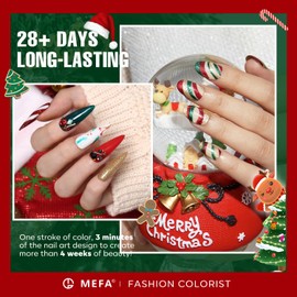 MEFA Christmas Gel Nail Polish Set Limited Edition, 6 Colors Burgundy Red Dark Green Glitter Gel Polish Winter Silver Gold Sparkle Nail Polish Manicure Soak Off DIY Salon Christmas Decorations Gifts