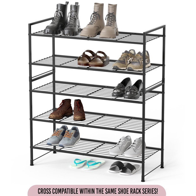 Simple Houseware 2 Tier Stackable Wire Shoes Rack, Black