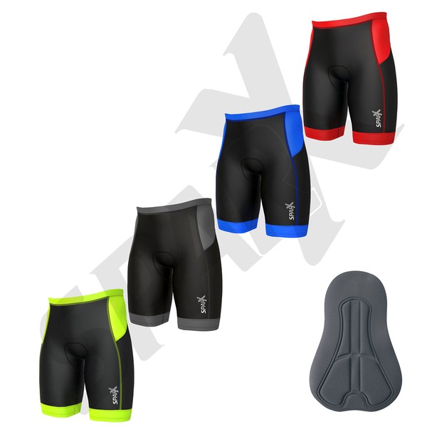 Sparx Men's Core Triathlon Short Tri Short Swim Bike Run Cycling Short (Black/Blue, 2XL)