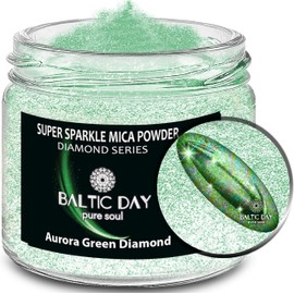 Sparkle Mica Powder [ Aurora Green Diamond ] - Green Glitter Mica Powder - Resin Glitter for Epoxy Resin - Green Shimmer Pigment - Diamond Dust for Candles