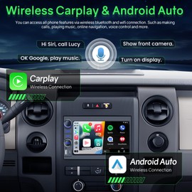 for Ford F150 Radio 2004-2008 Replacement: [4+32G] 7 Inch HD Touchscreen Stereo with Wireless Carplay Android Auto - Support 5G WiFi Bluetooth GPS FM SWC RDS Backup Camera