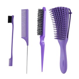 Curly Hair Product, Detangling Brush for Natural Hair for Afro Hair 3a to 4c Kinky, Wavy, Curly Hair, Detangler Easy with Wet/Dry, Improving Hair Texture (Purple)