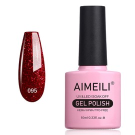 AIMEILI Semi-permanent UV LED Gel Nail Polish Soak Off Manicure Colors - Heart Break Red (095) 10ml