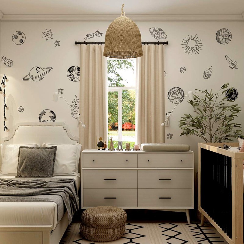 Tempaper Outer Space Peel and Stick Wall Decals, Black