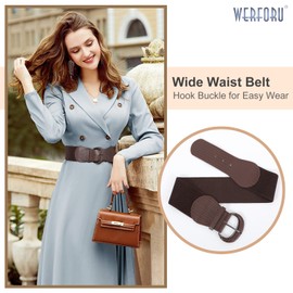 WERFORU Women Stretchy Wide Waist Belt Ladies Fashion Elastic Belts for Dresses Jumpsuit Shirts Coffee