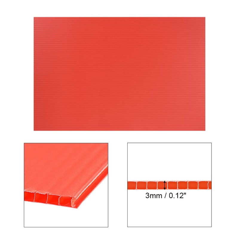sourcing map Corrugated Plastic Sheets,3mm Red Blank Yard Lawn Signs,8