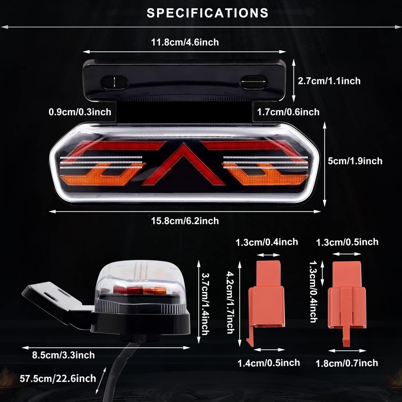 NWpangu 12V Motorcycle Tail Light Multi-Function Rear Light Universal LED
