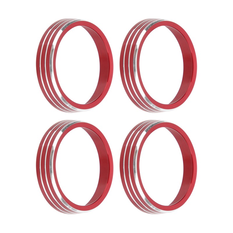 4pcs A/C Air Vent Knob Trims Rings Red Aluminum Alloy