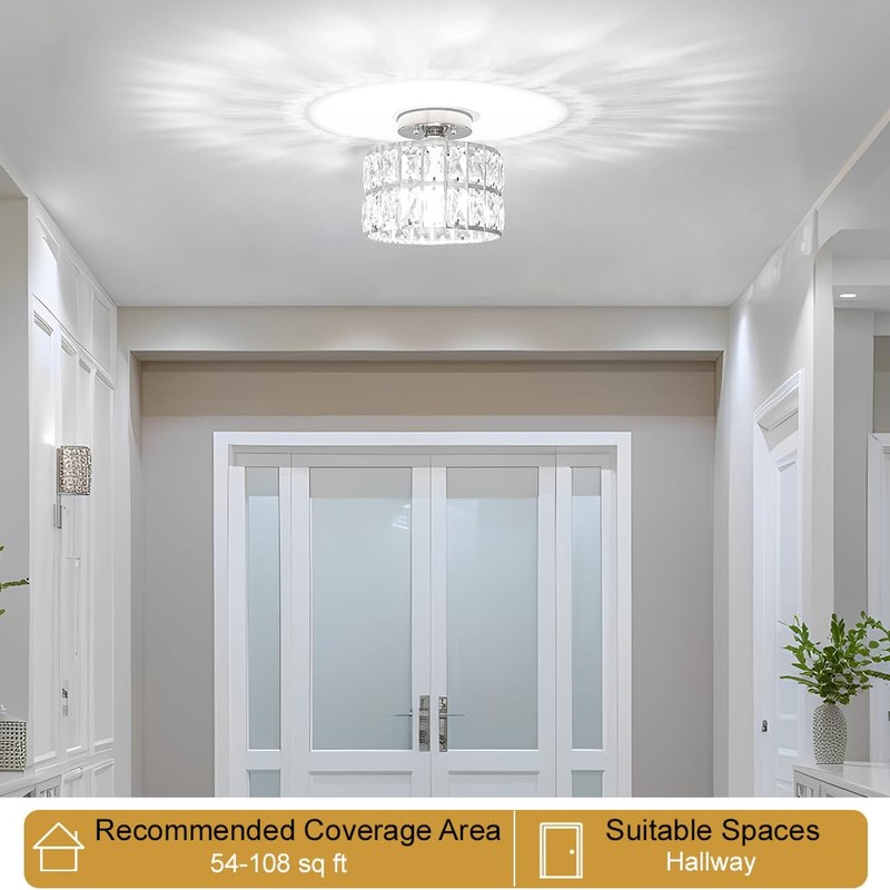 Lxybcce Crystal Ceiling Light Fixture, Modern Chrome Crystal Chandelier, Small