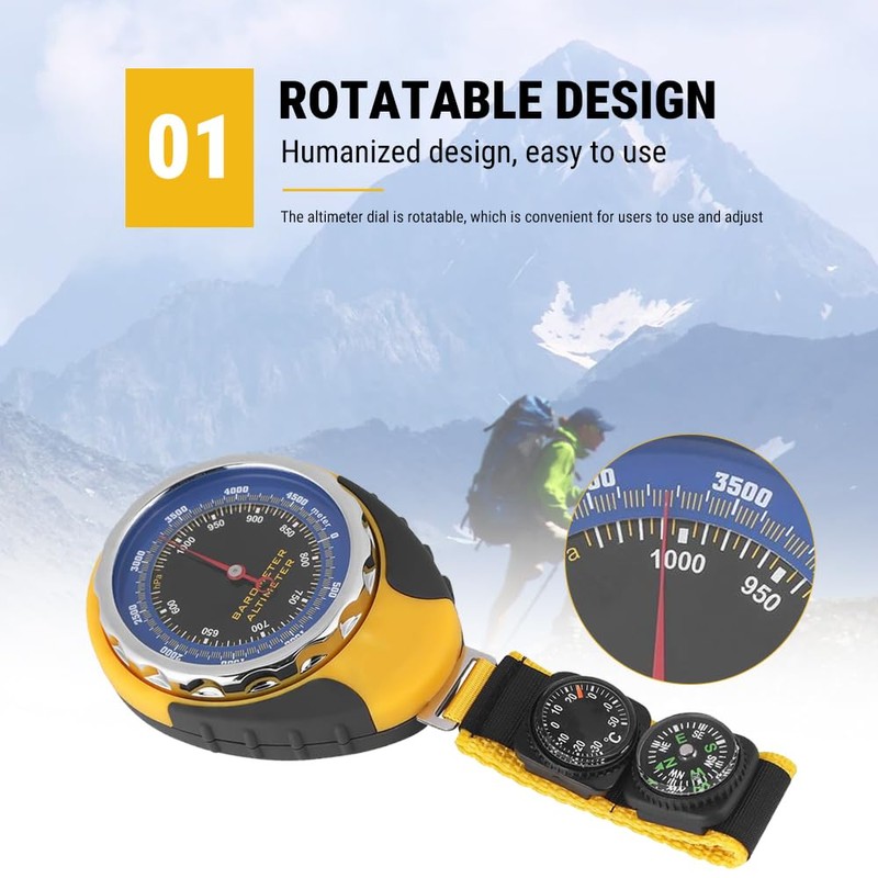 Uadme 4 in 1 Digital Mini Compass Altimeter Thermometer Barometer