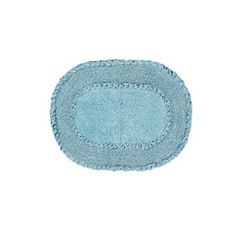 Home Weavers Double Ruffle Collection 100% Cotton Bathroom Rugs Set, Washable Rug, Extra Soft and Absorbent Bath Rug, Kitchen Mat, Bath Mat Set, Bath Floor Mat Non Slip, 17"x24" Rectangle, Blue