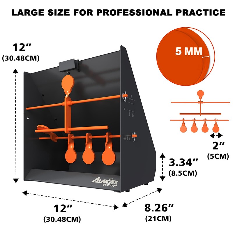 Aimax Outdoor Resetting Shooting Targets Trap with 12pcs Paper Targets,