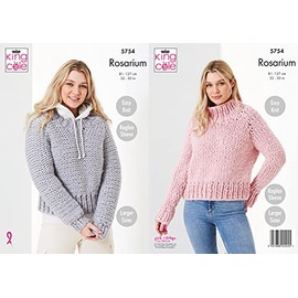 King Cole Ladies Rosarium Mega Chunky Knitting Pattern Easy Knit Raglan Sweaters (5754)