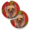 Caroline's Treasures Yorkie Red & Green Snowflakes Holiday Christmas Set