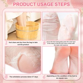 6 Paar Fußmaske, Hornhaut Socken,Feuchtigkeitsspendende Fussmaske,Fußpflege für Trockene Rissige Füße,Fusspflege Foot Peel Mask mit Pediküre Ausrüstung für Männer Frauen,Erdbeer + Pfirsich