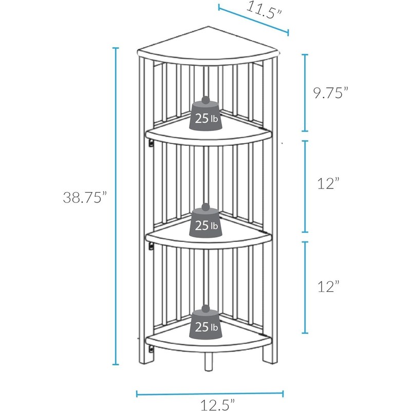 Casual Home Casual Home 4 tier Corner Folding Bookcase, Black