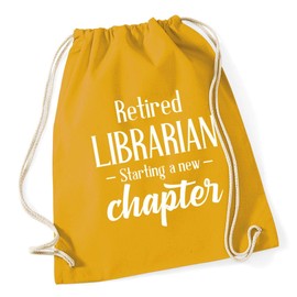 Hippowarehouse Retired Librarian Starting a New Chapter Drawstring Cotton School Gym Bag 37cm x 46cm, 12 litres